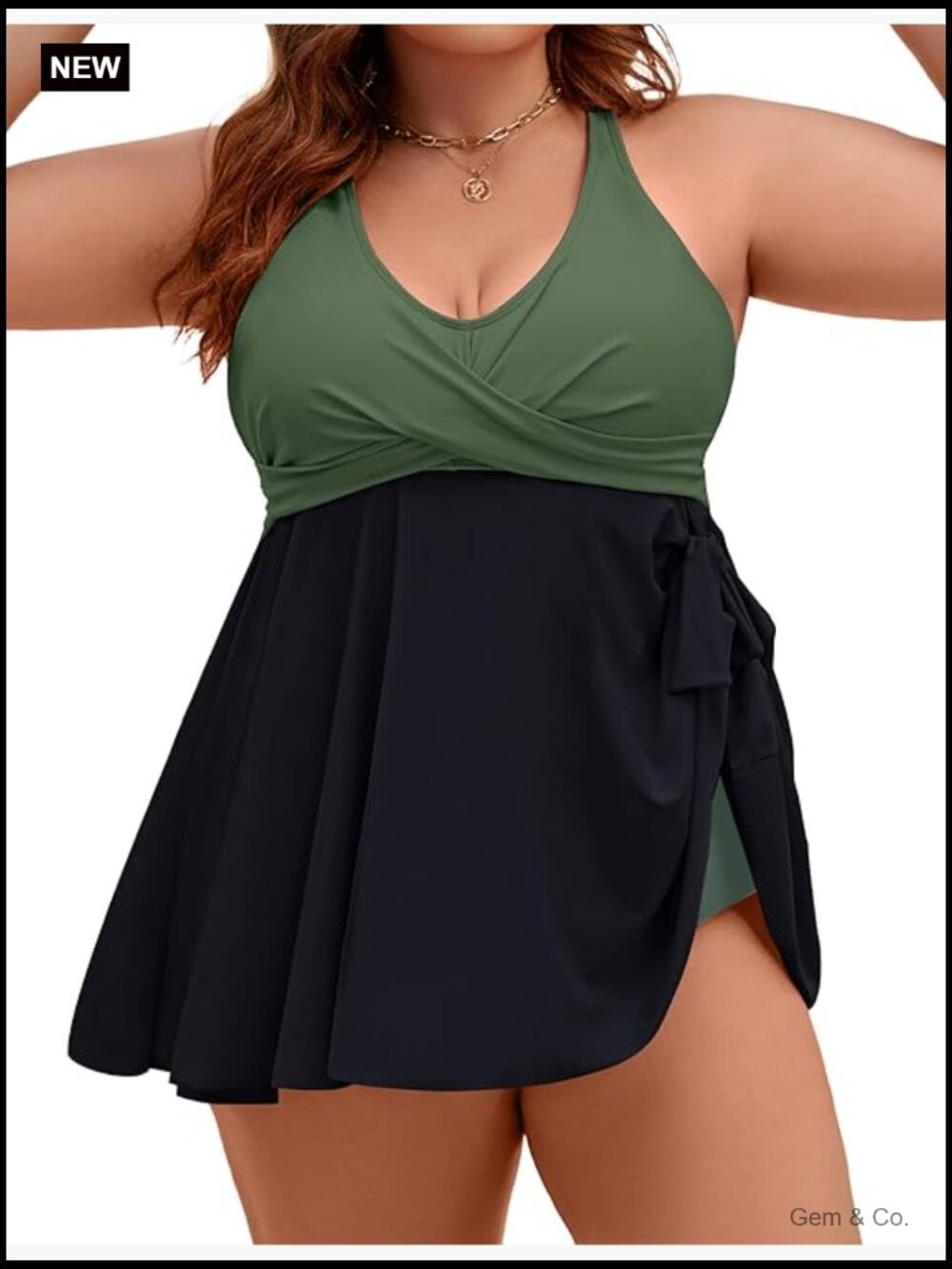 Plus Size Tankini Swim Two Piece Tummy Control Bathing Suit Dress